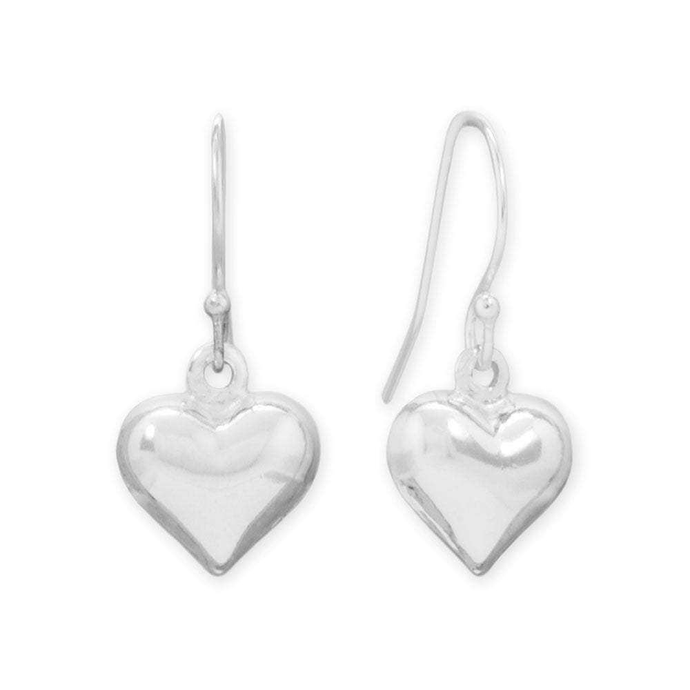 Polished Puffy Heart French Wire Earrings