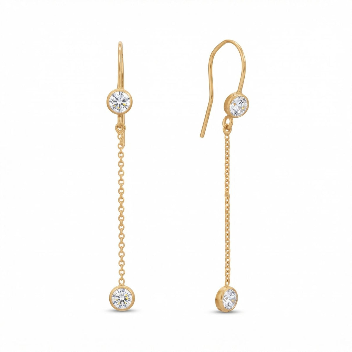 14/20 Gold Filled Double CZ Drop Earrings