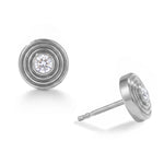 Rhodium Plated Concentric Circle Lab Grown Diamond Earrings