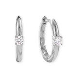 Rhodium Plated Solitaire Lab Grown Diamond Hoop Earrings