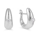 Rhodium Plated Dome Lab Grown Diamond Hoop Earrings