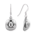 Oxidized Cowgirl Hat Charm Drop Earrings