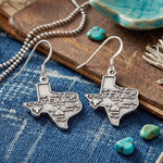 Oxidized Texas State Charm Drop Earrings