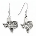 Oxidized Texas State Charm Drop Earrings