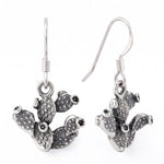 Oxidized Prickly Pear Cactus Charm Drop Earrings