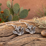 Oxidized Prickly Pear Cactus Charm Drop Earrings