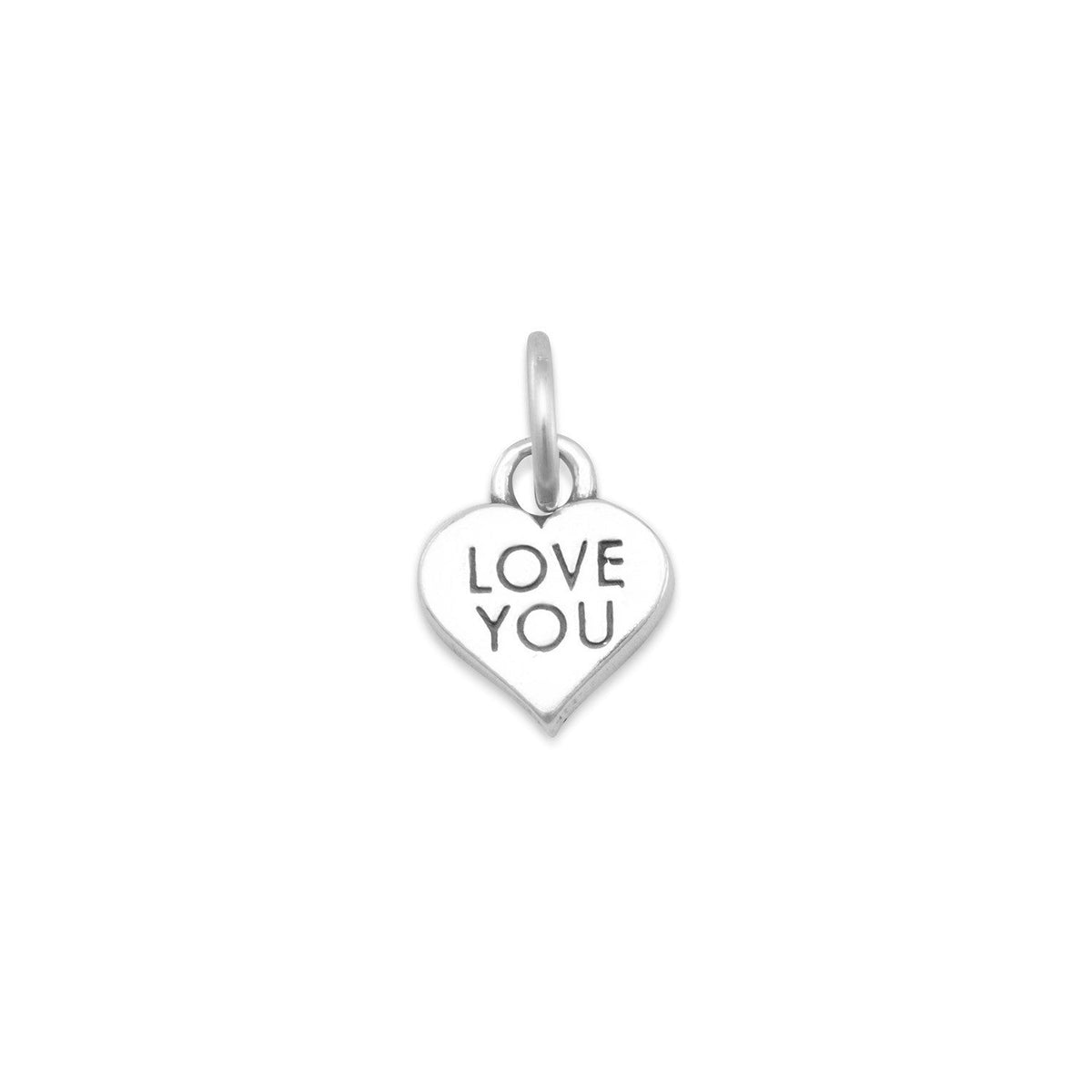 Oxidized LOVE YOU Heart Charm