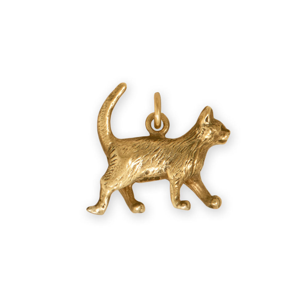 Silver or Gold 3D Walking Cat Charm