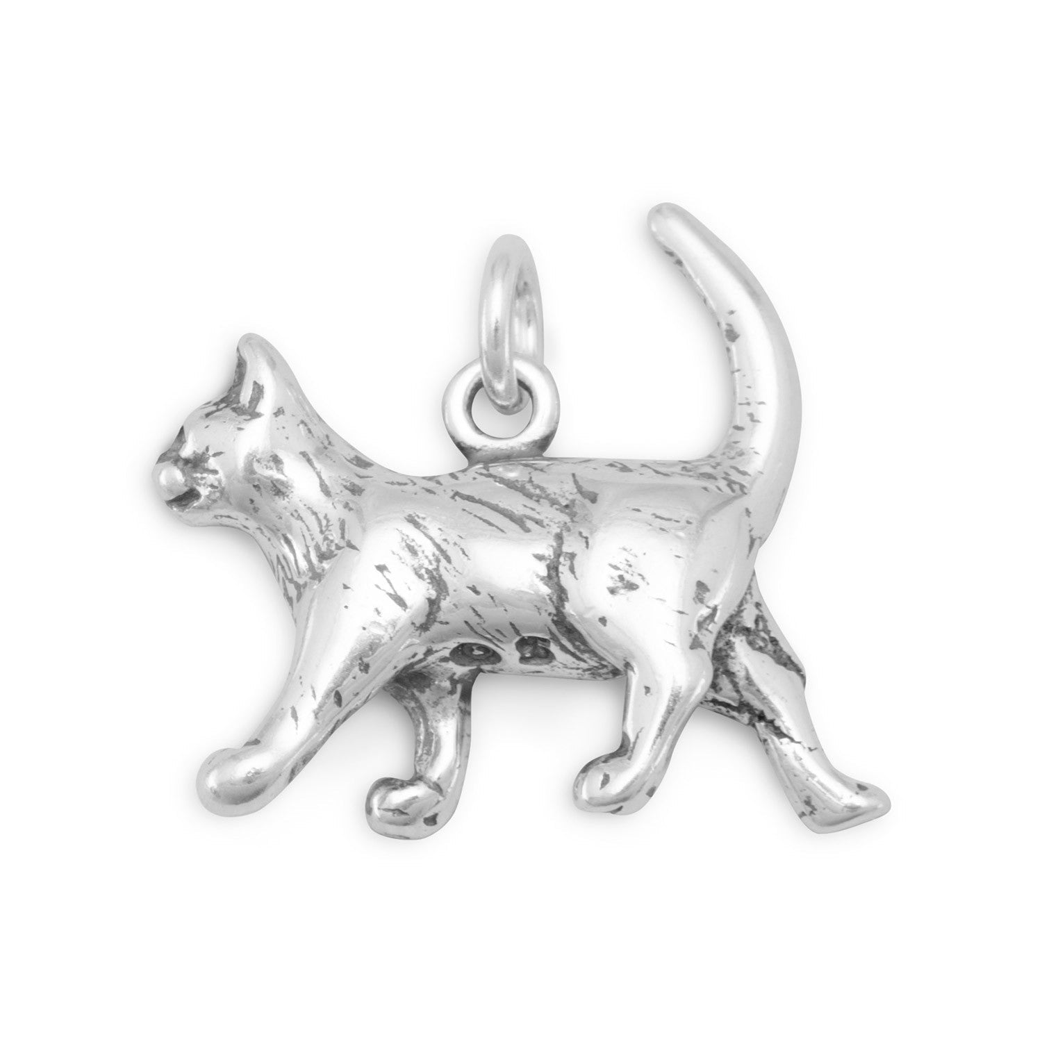 Silver or Gold 3D Walking Cat Charm