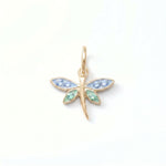 Silver or Gold Epoxy Dragonfly Charm with Crystals