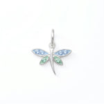 Silver or Gold Epoxy Dragonfly Charm with Crystals