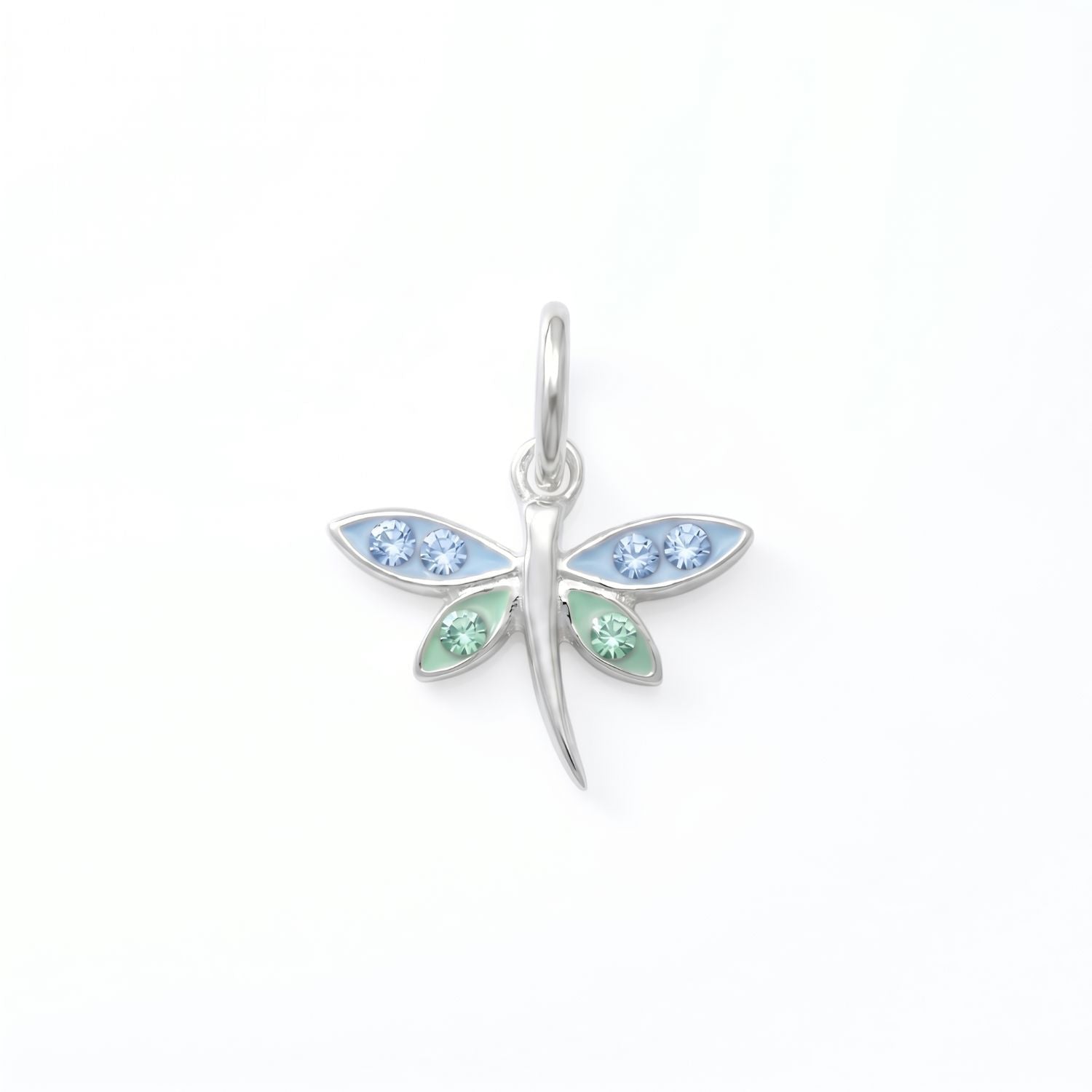 Silver or Gold Epoxy Dragonfly Charm with Crystals