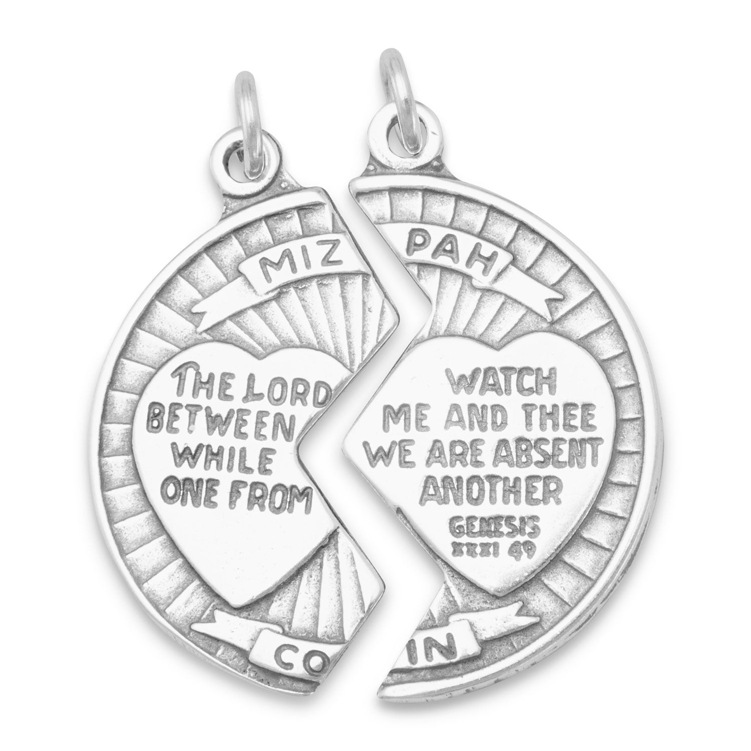 Oxidized Mizpah Break Apart Coin Charm