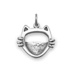 Oxidized Cat Face Picture Frame Charm