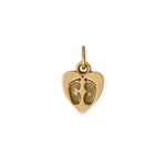 Silver or Gold Heart Charm with Baby Feet
