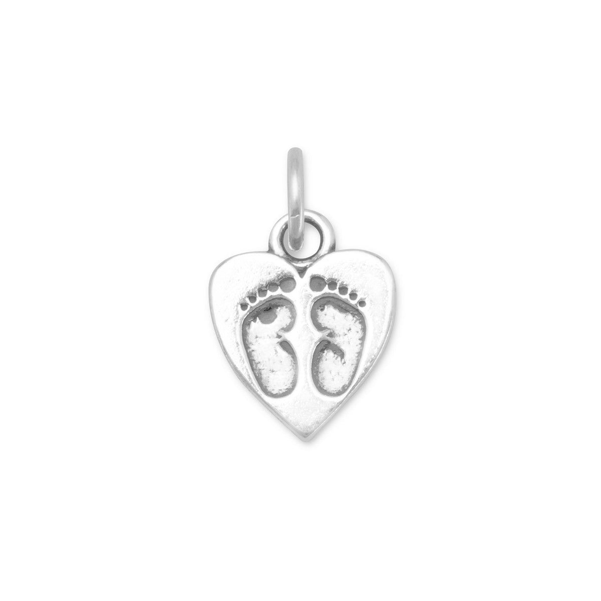 Silver or Gold Heart Charm with Baby Feet
