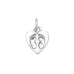 Silver or Gold Heart Charm with Baby Feet