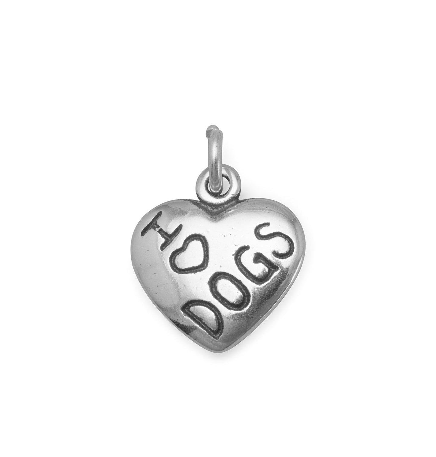 Oxidized "I Love DOGS" Heart Charm