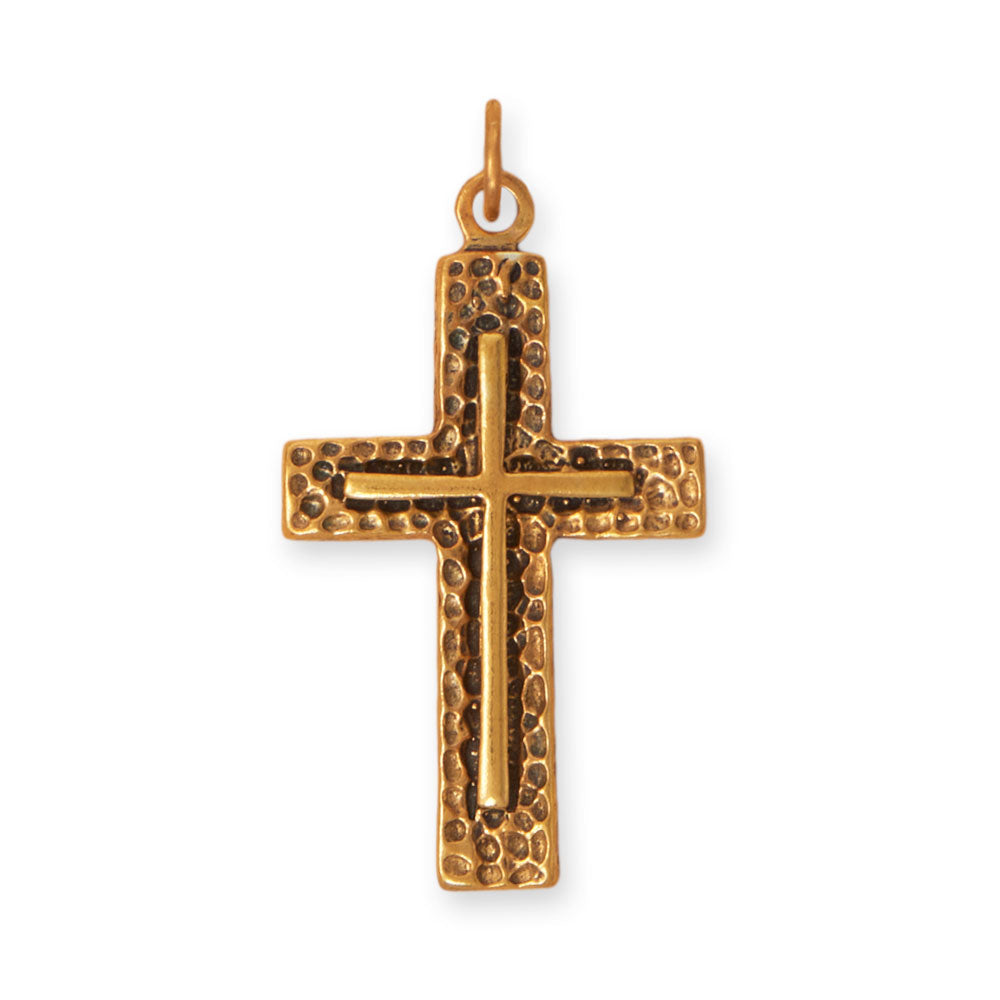 Silver or Gold Textured Cross Pendant
