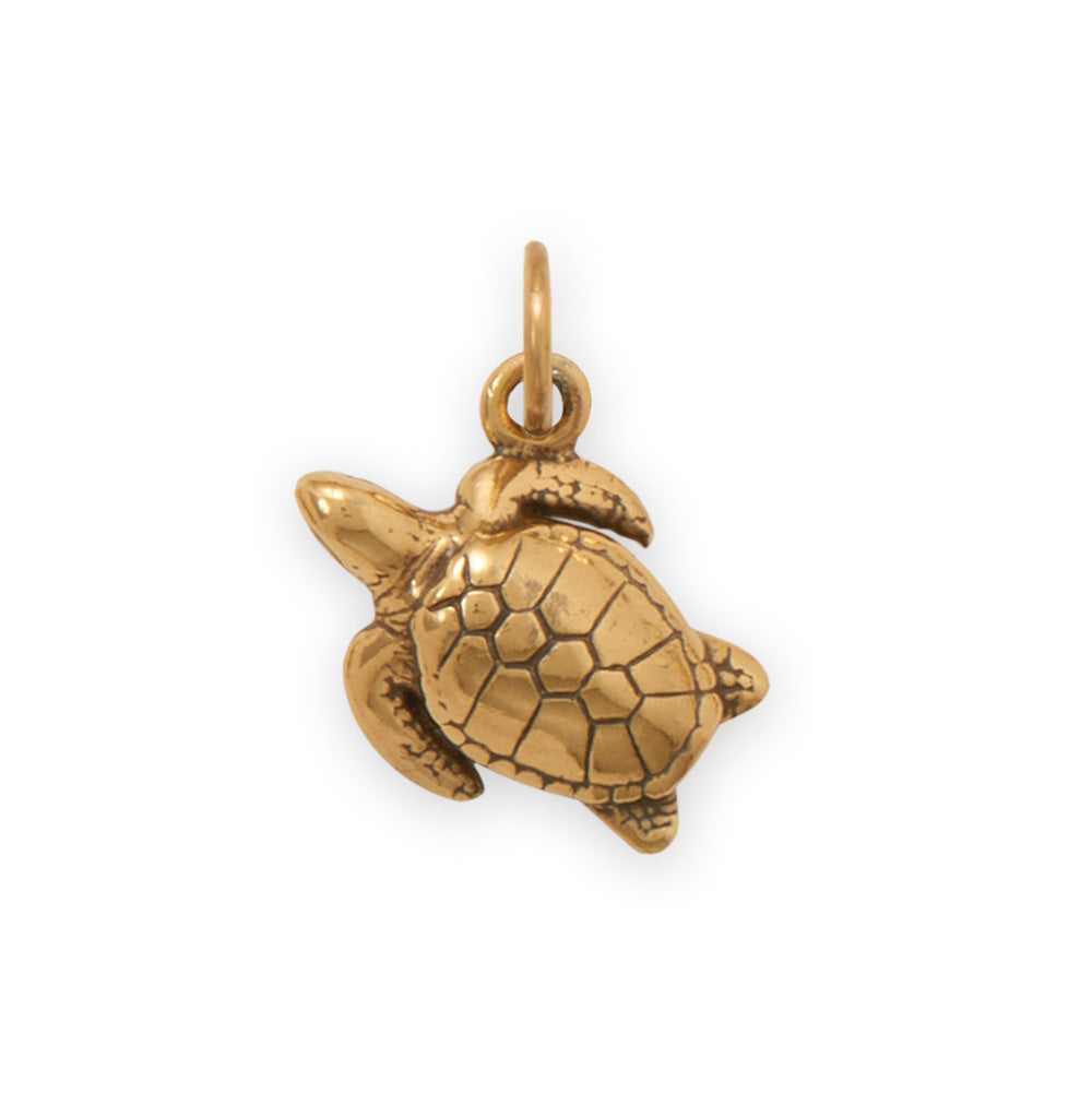 Silver or Gold 3D Sea Turtle Charm