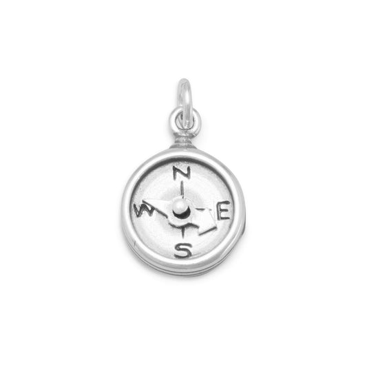 Oxidized 3D Movable Compass Charm