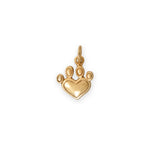 Silver or Gold Heart Paw Print Charm