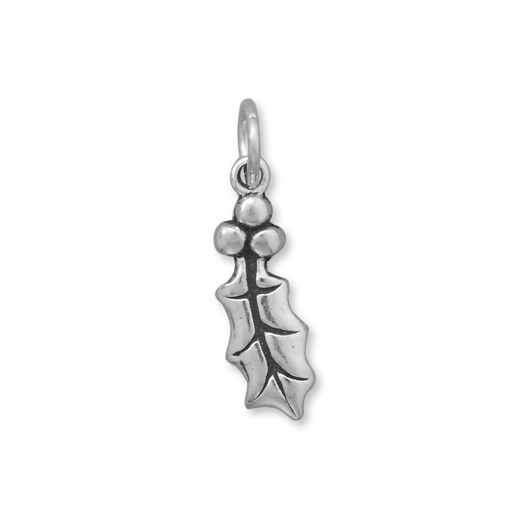Silver or Gold Holly Leaf Charm