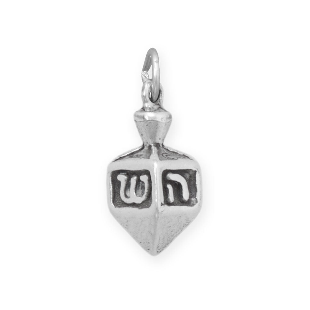 Oxidized 3D Dreidel Charm