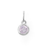 Rhodium Plated Round CZ Birthstones Charm (January-December)