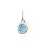 Rhodium Plated Round CZ Birthstones Charm (January-December)
