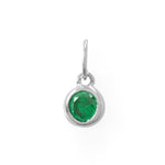 Rhodium Plated Round CZ Birthstones Charm (January-December)