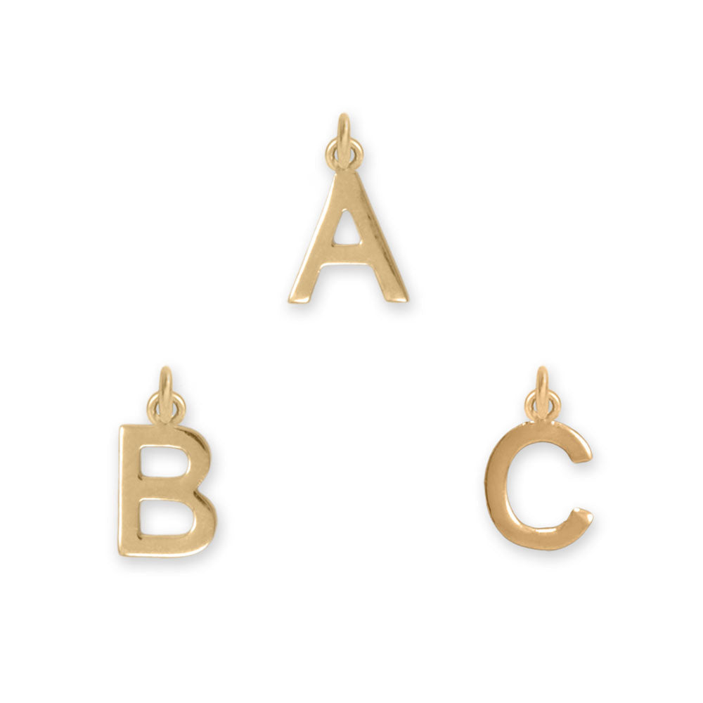 14 Karat Gold Plated Polished Letter Initial Charm Series (A-Z)