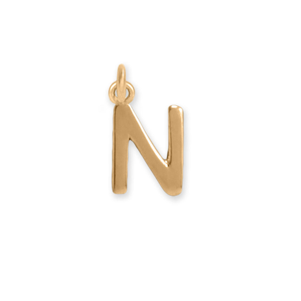 14 Karat Gold Plated Polished Letter Initial Charm Series (A-Z)