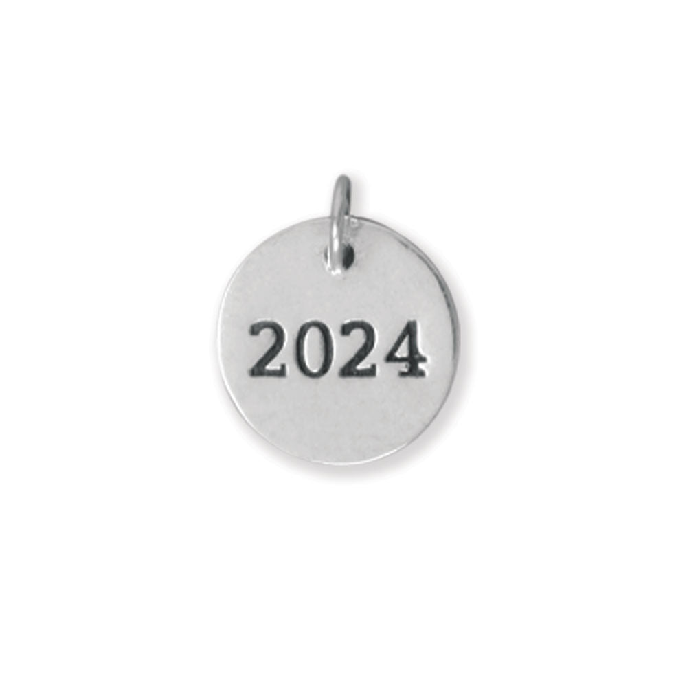 Oxidized "2024" Round Charm