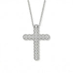 Rhodium Plated Ornate CZ Cross Slide