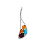 Oblong Multicolor Amber and Turquoise Slide Pendant