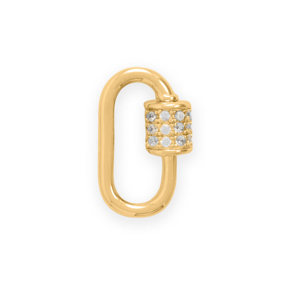 14 Karat Gold Plated CZ Carabiner Adapter Component