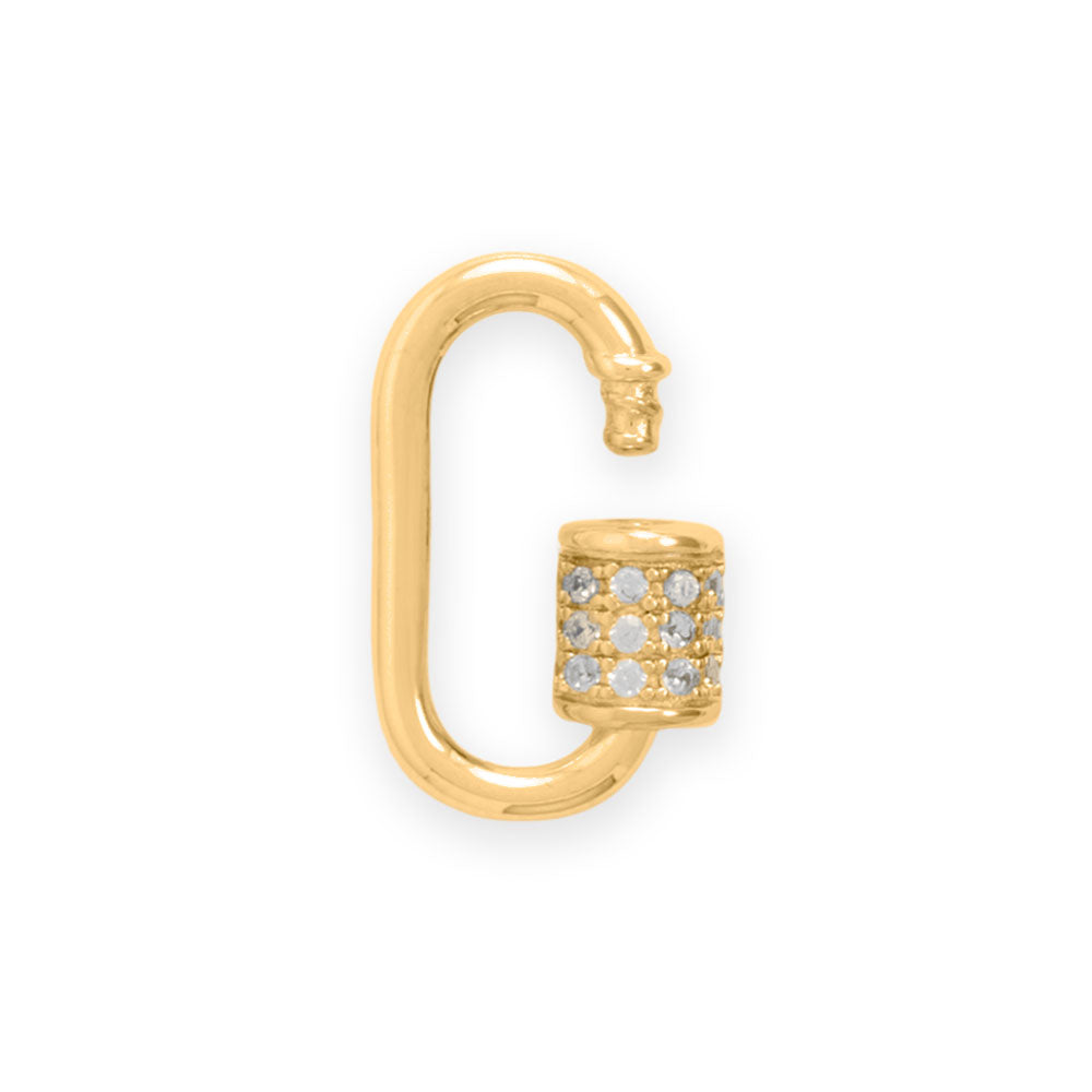 14 Karat Gold Plated CZ Carabiner Adapter Component