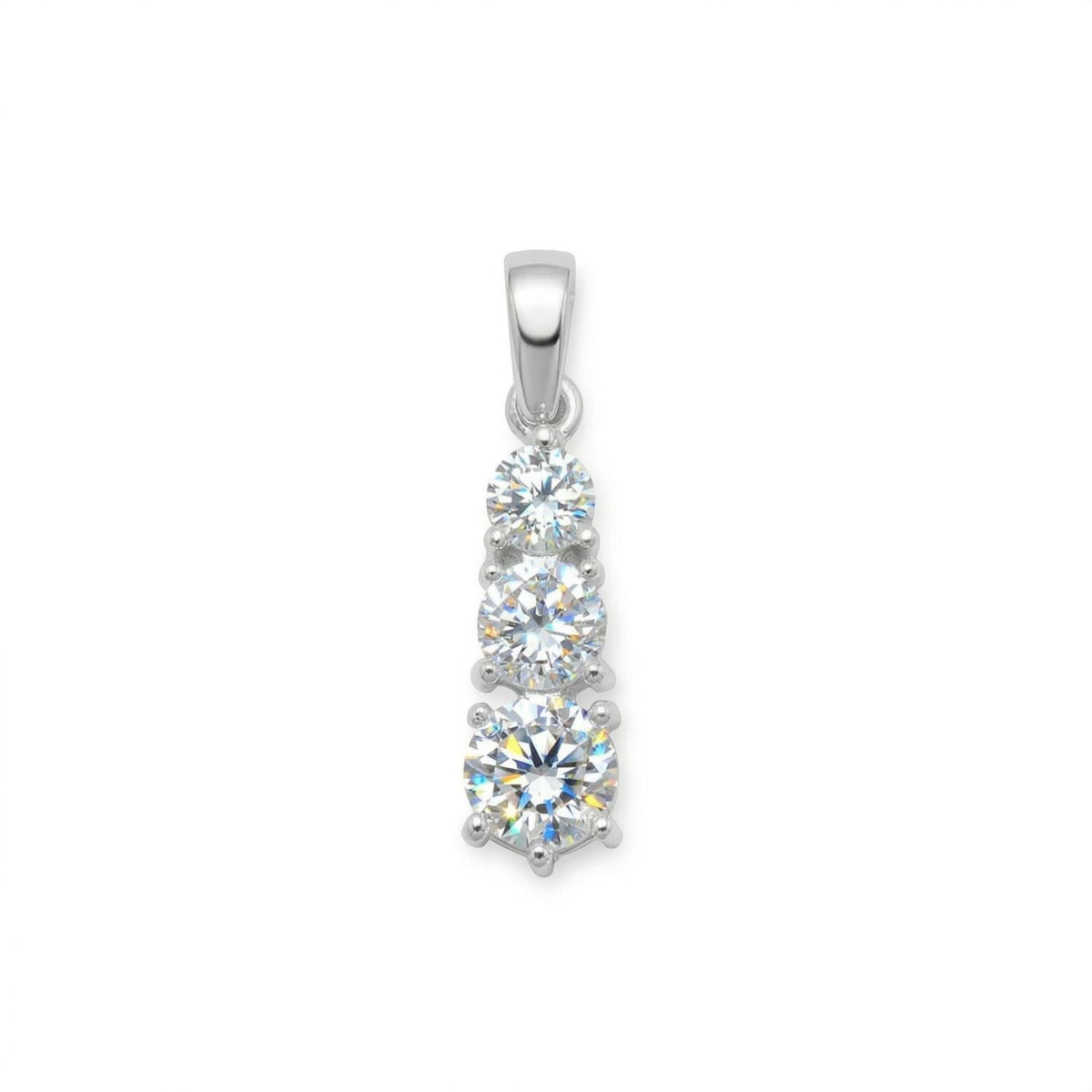 Graduated Three CZ Drop Pendant