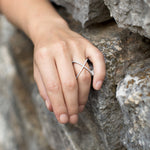 Rhodium Plated Criss Cross 'X' Ring with Signity CZs