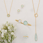 14 Karat Gold Plated Lariat Necklace with Chalcedony Drop