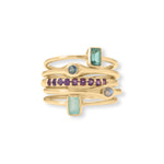 Life in Color! 14 Karat Gold Plated Five Ring Set