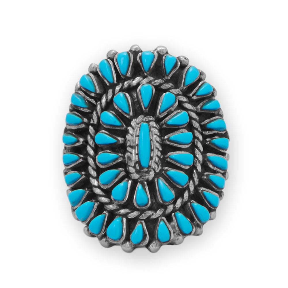 Handmade Oxidized Sunburst Turquoise Ring
