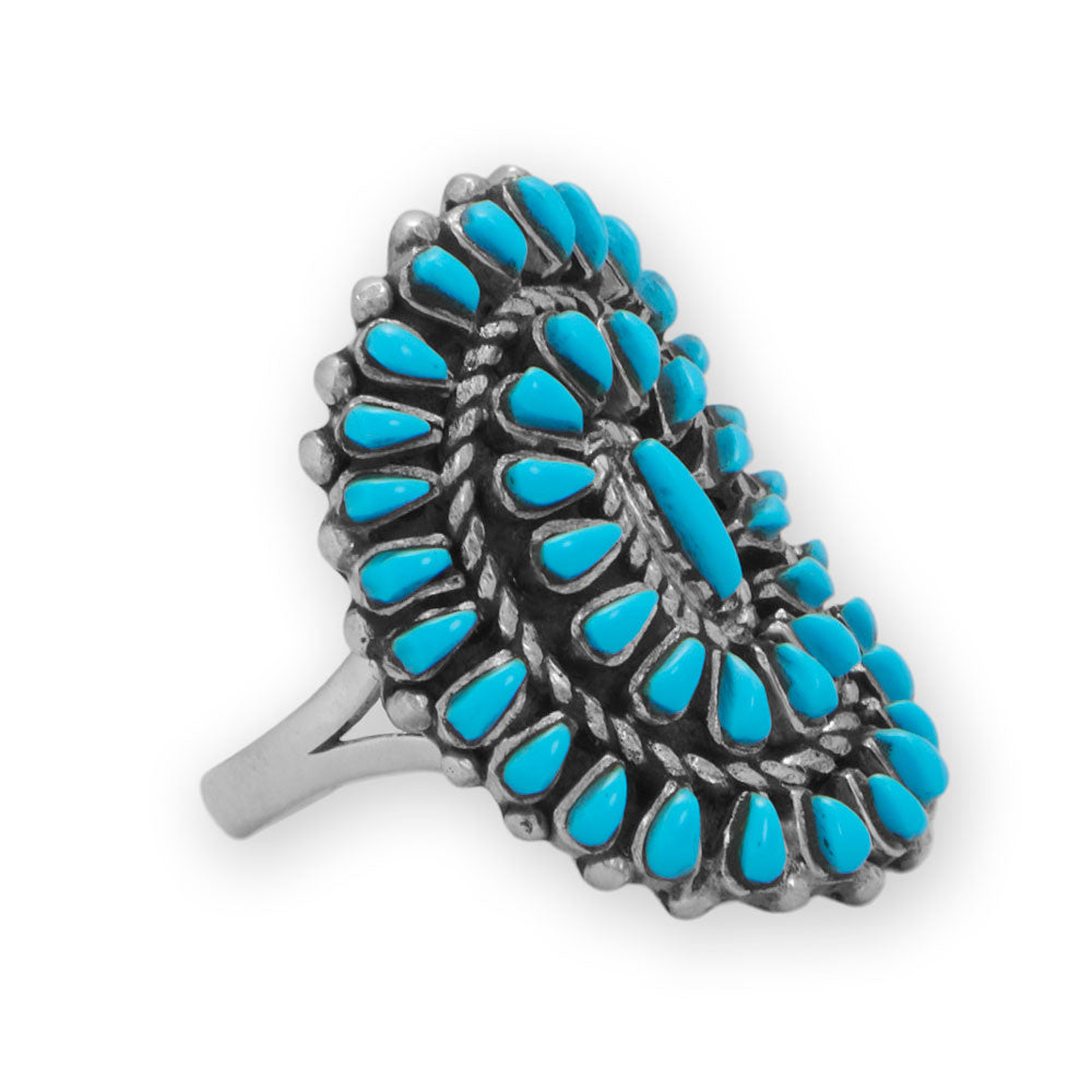 Handmade Oxidized Sunburst Turquoise Ring