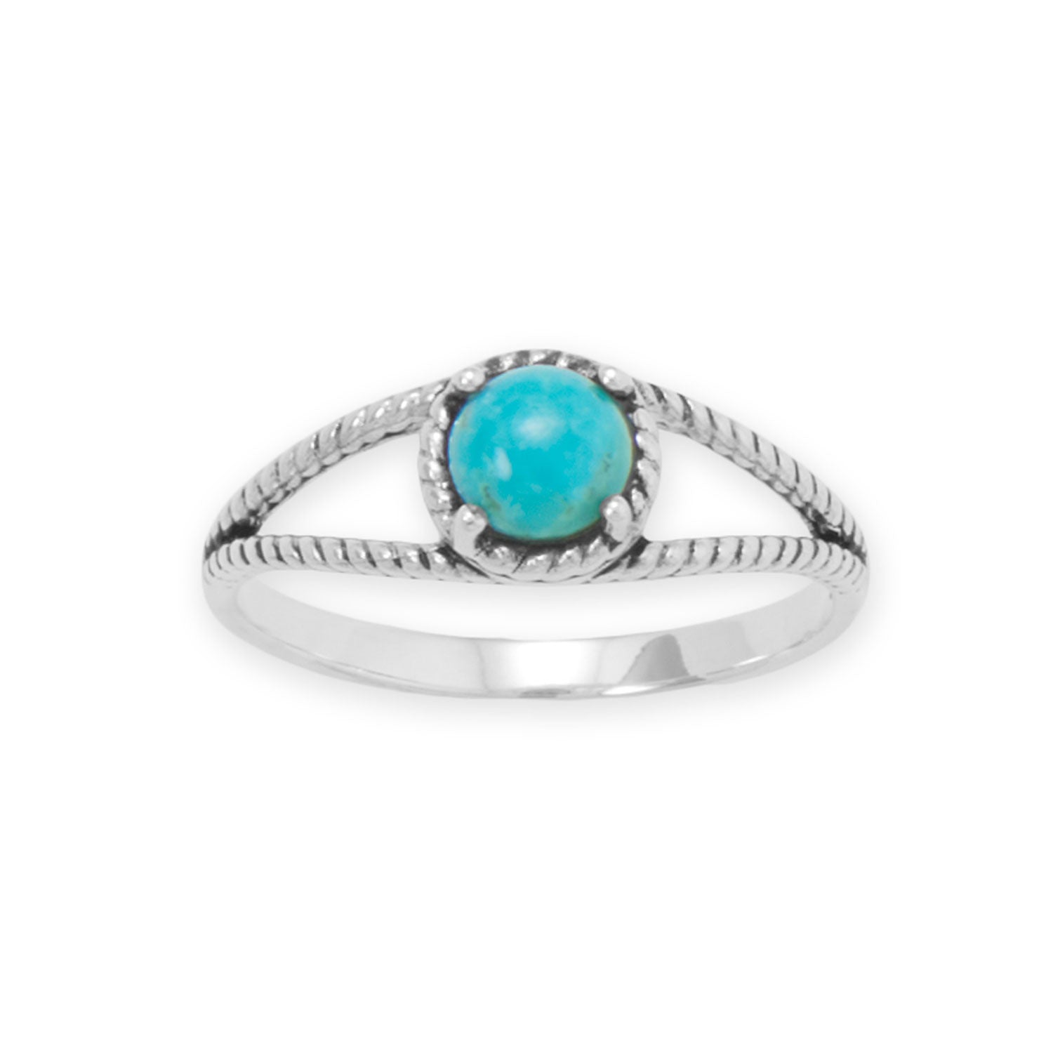 Oxidized Turquoise Rope Edge Ring