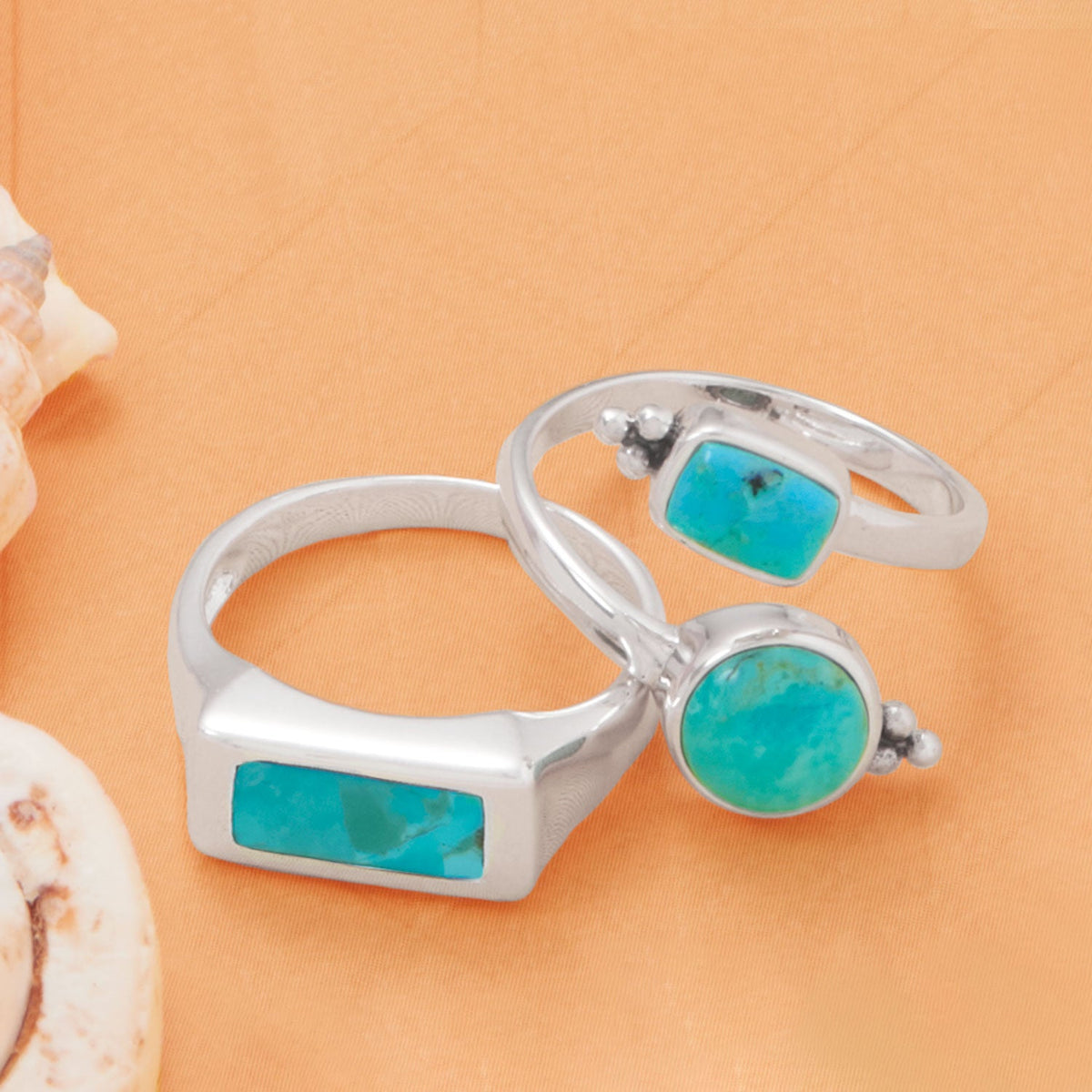 Adjustable Multi Shape Turquoise Wrap Ring