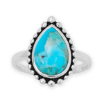 Oxidized Turquoise Bead Edge Ring
