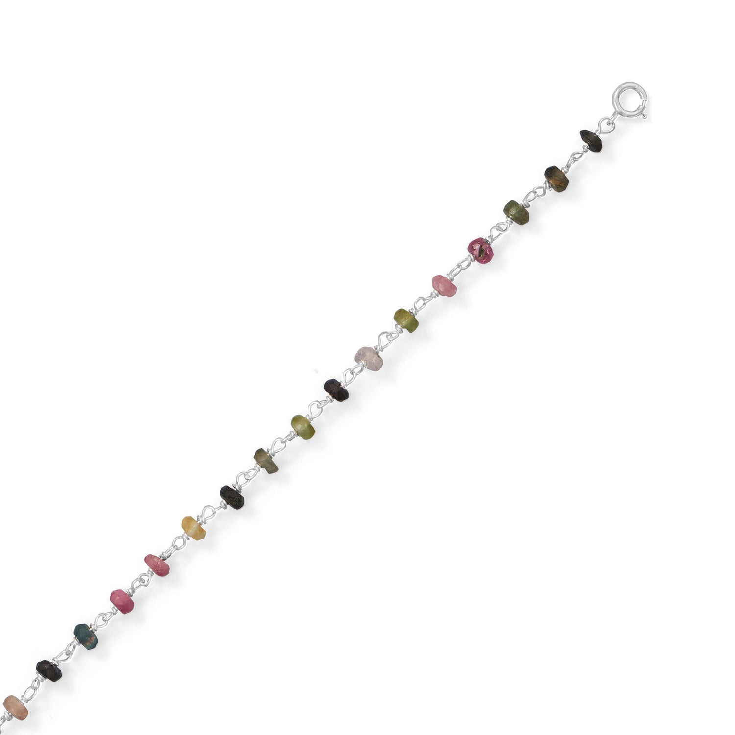 Colorful! 9.5" + 1" Multicolor Tourmaline Anklet