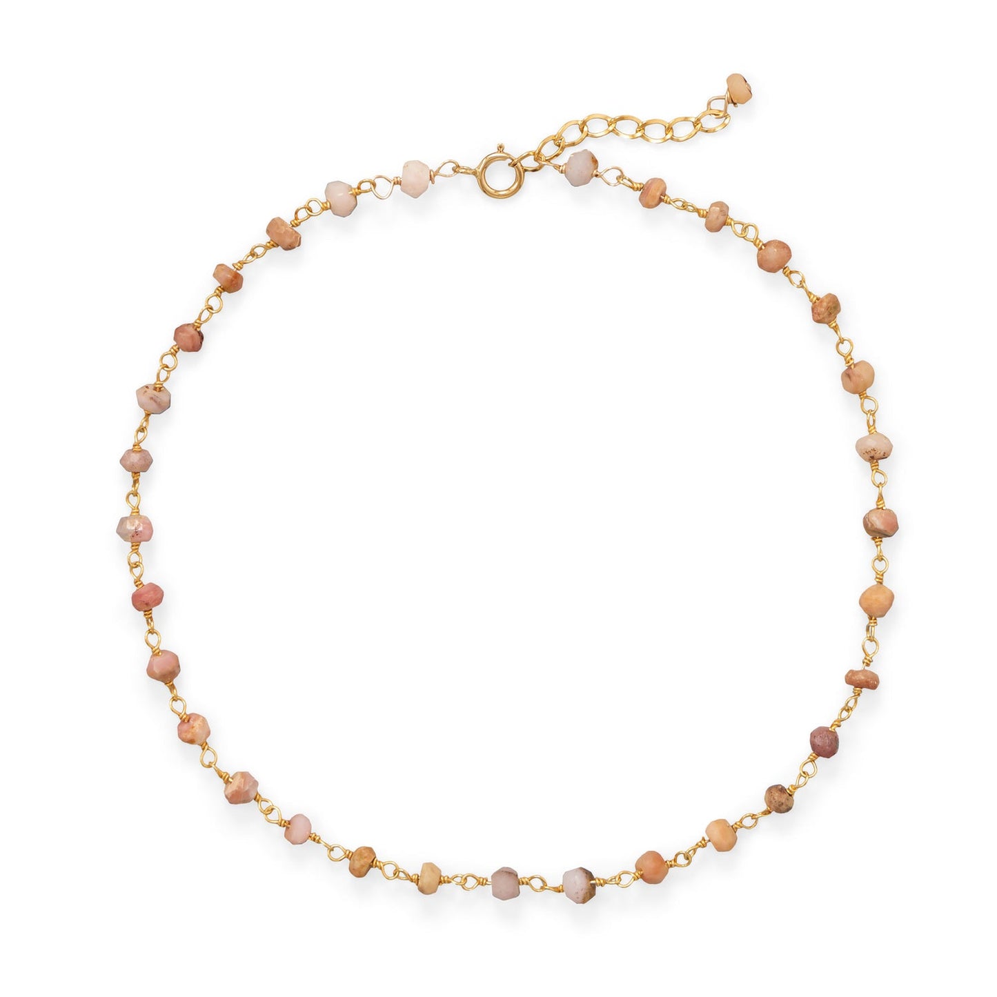 Moonlight Glow! 9.5" + 1" 14 Karat Gold Plated Rainbow Moonstone Anklet