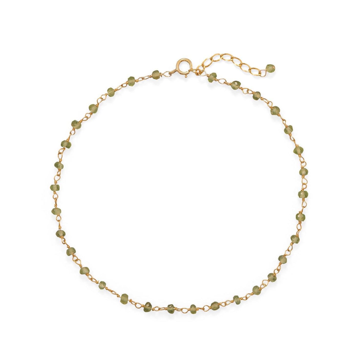 Moonlight Glow! 9.5" + 1" 14 Karat Gold Plated Rainbow Moonstone Anklet